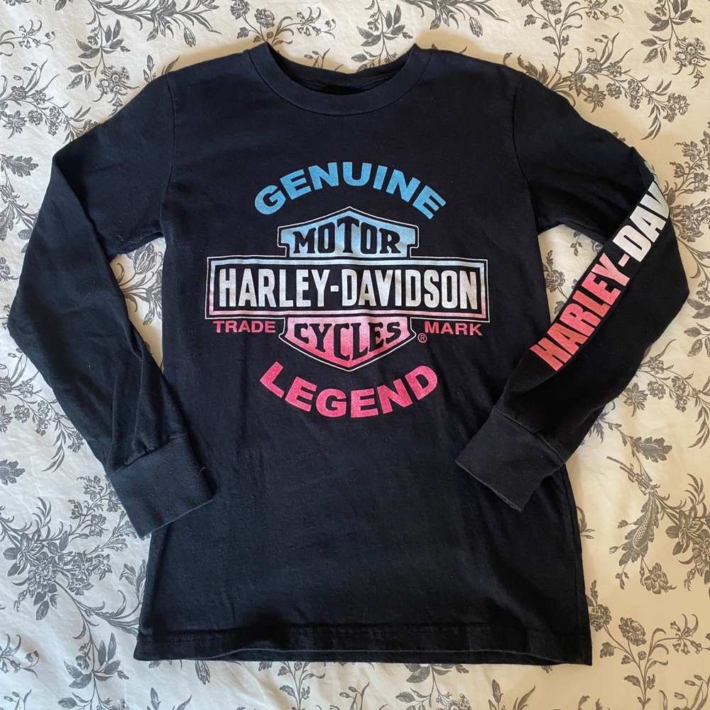 Harley Davidson girls size 10/12 long sleeve glitter tee shirt